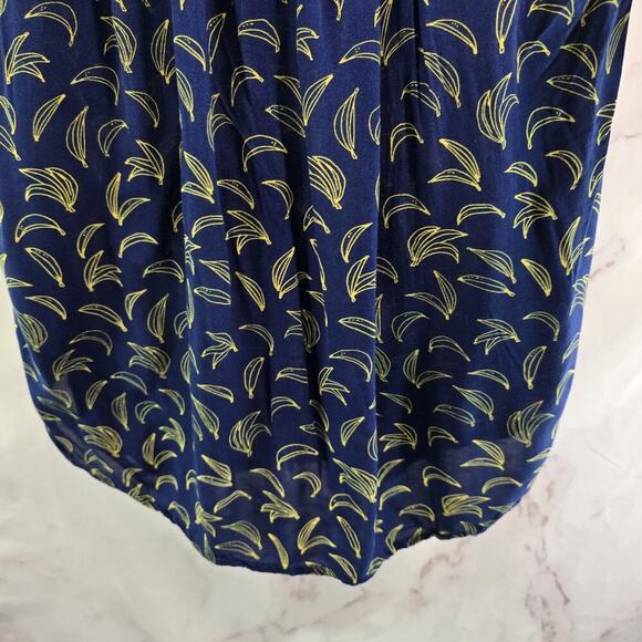 Anthropologie Top Womens XS 00P Banana Navy Blue Tank Boxy Button Oversized - Picture 7 of 10